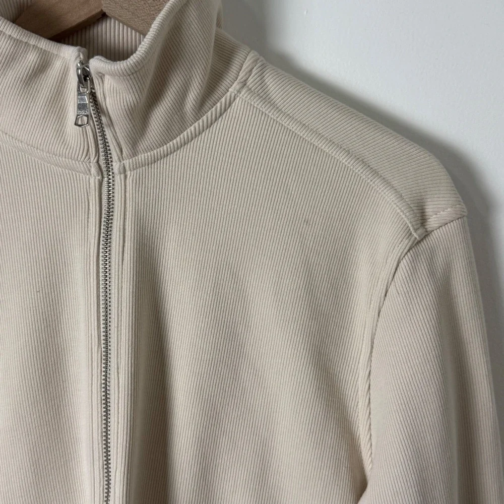 Banana Republic Jacket Men Medium Cream Mock Neck Utility Old Money Quiet Luxury